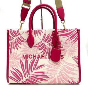 Michael Kors Medium Mirella Tote Bag Electric Pink Multi Leather